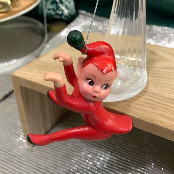Vintage Rubber Red Pixie Climber Elf
Christmas Ornament - Picture 1 of 15